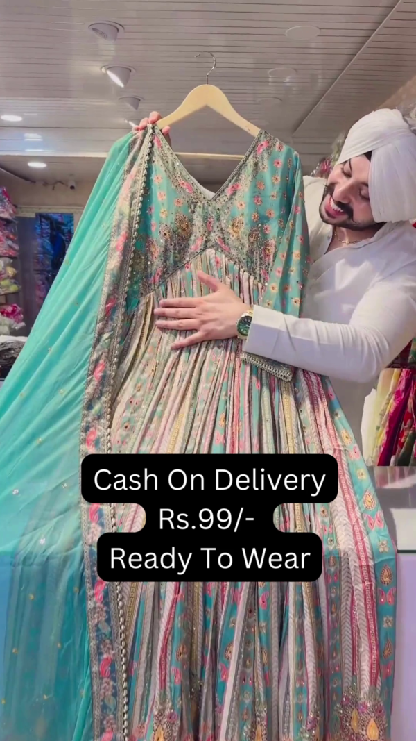 5070-2.png Seafoam Splendor: Embroidered Festive Anarkali Gown