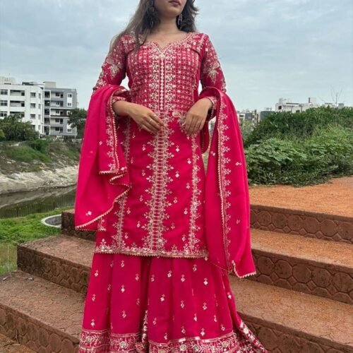 5_e351d796-6365-4834-8ea4-d3118f536ad8-1.jpg Rani Pink Color Faux Georgette Embroidered Sharara Suit